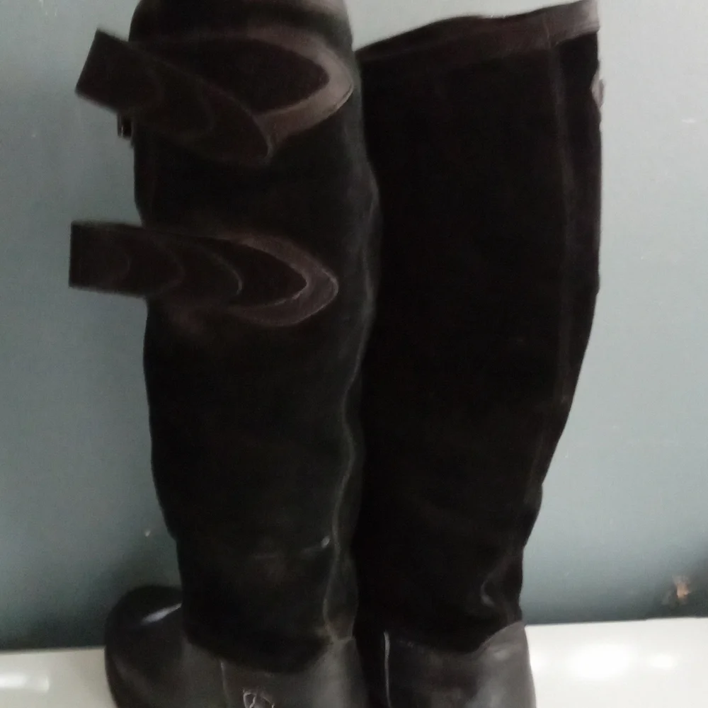 Ariat Black Leather Suede Buckle Knee High Boot Riding Equestrian Style Size 5.5